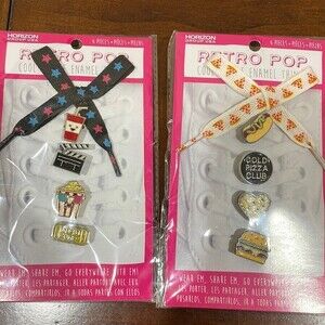 New! - Set of 2 - Retro Pop Enamel Shoe Charms With Laces